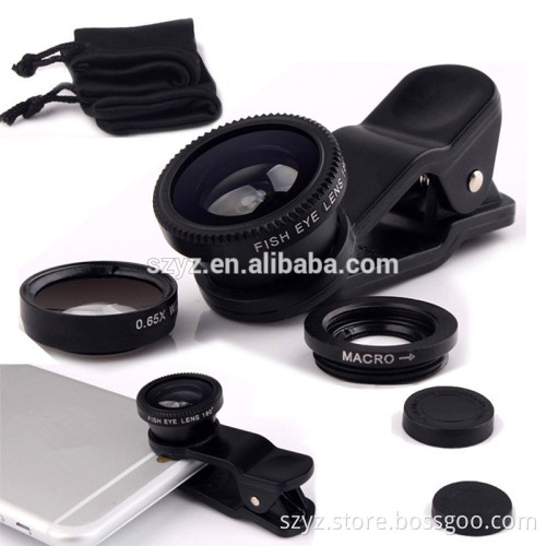 YZ 2016 hot optical 3 in 1 mobile phone camera lens for mobile camera for iphone 7 fisheye wide angle lens